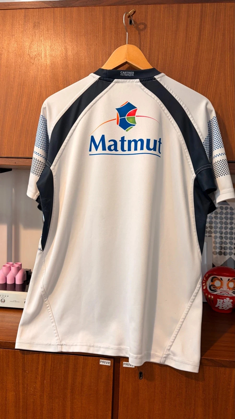 Maillot rugby t-shirt blanc bleu 2XL L 100% coton bio Castres Olympique moulant 2010 vintage ancien – photo 8